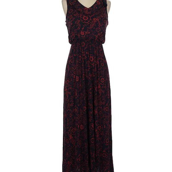Ann Taylor Loft Riviera Black Red Floral Maxi Dress Small - Picture 6 of 11